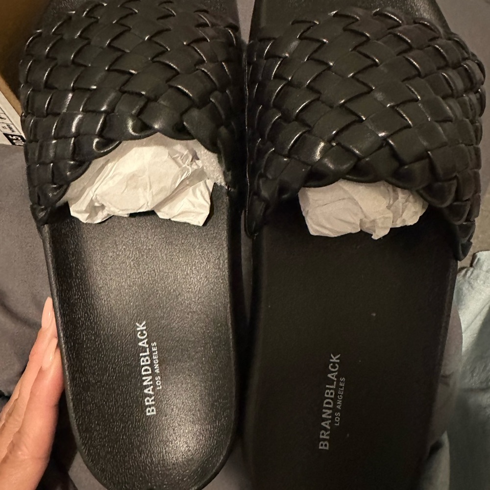 Brandblack Black Ribbed Sole Slides